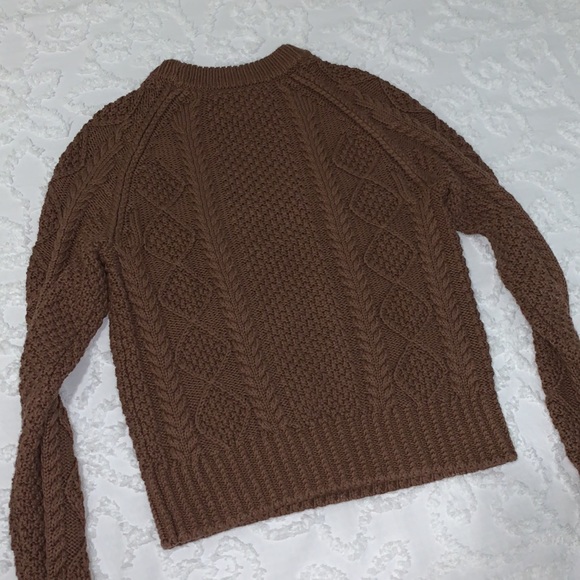 LLBean Signature Cotton Fisherman Sweater in Chocolate Brown Size XS - Picture 3 of 8